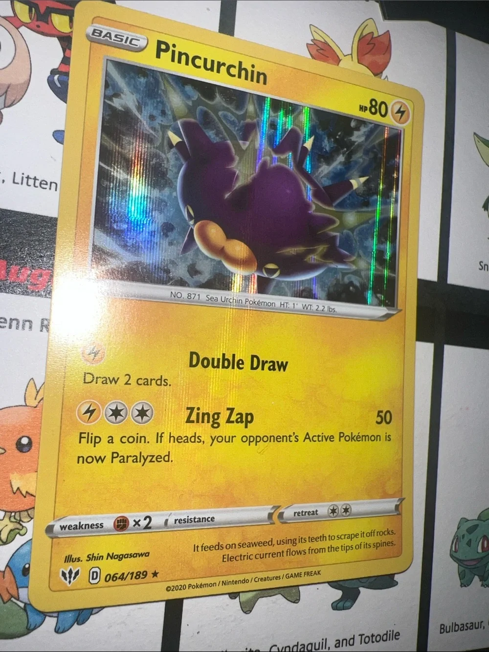 Pokemon Yellow Pincurchin Holo Lightning Card